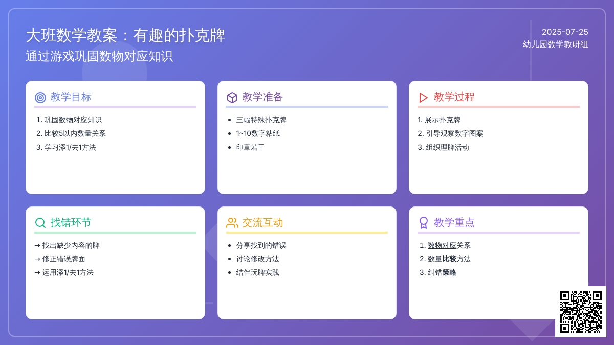 大班数学教案：有趣的扑克牌