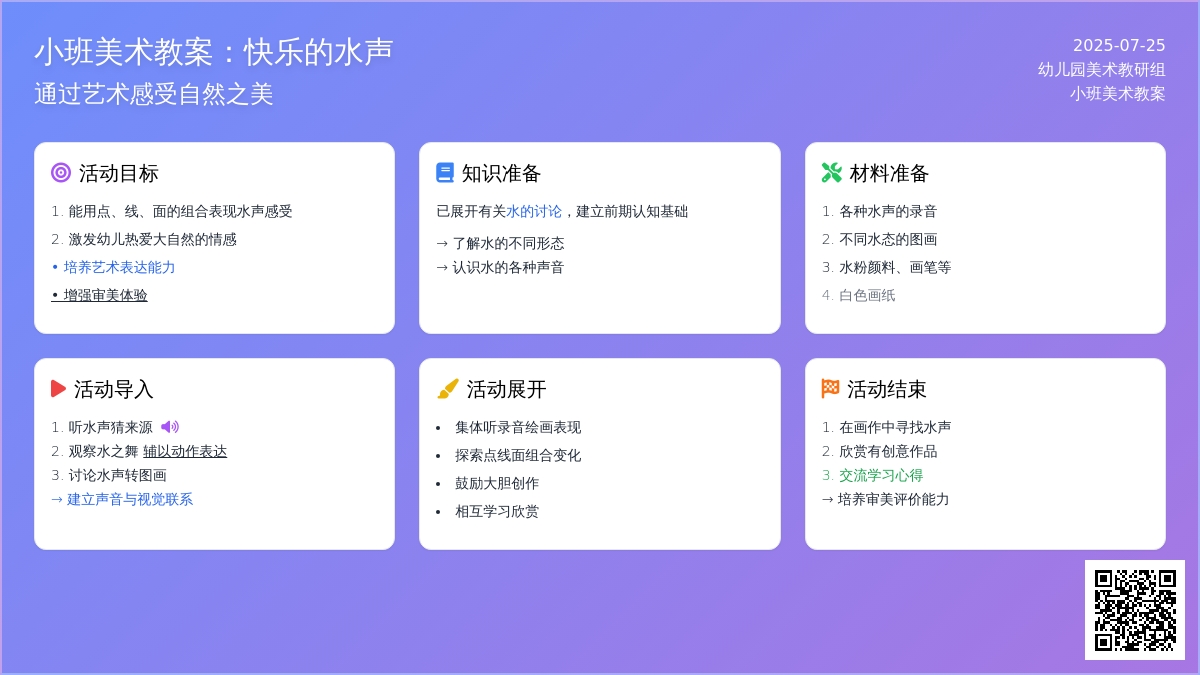 小班美术教案：快乐的水声