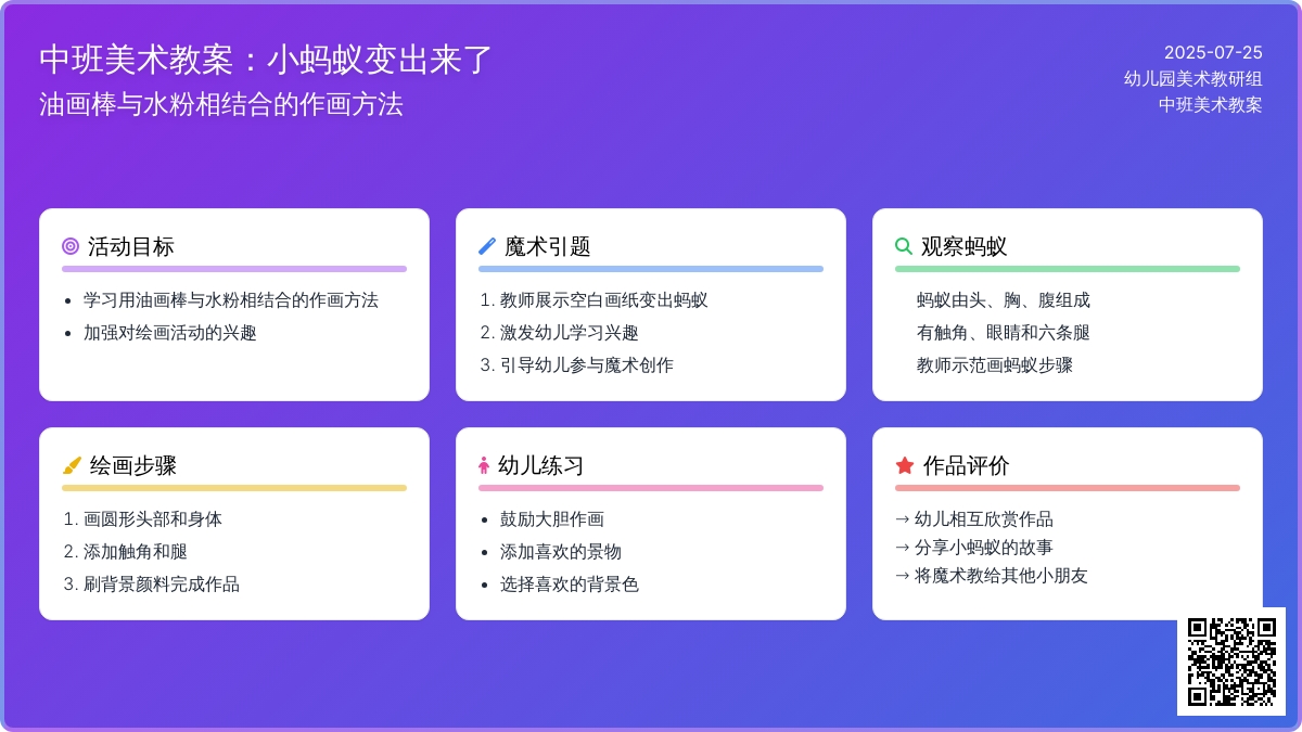 中班美术教案：小蚂蚁变出来了