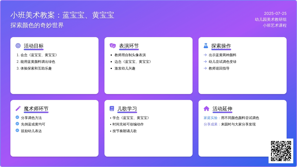 小班美术教案：蓝孩子、黄孩子