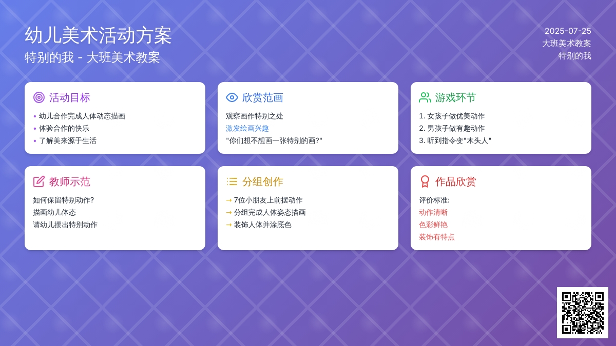 大班美术教案：特别的我