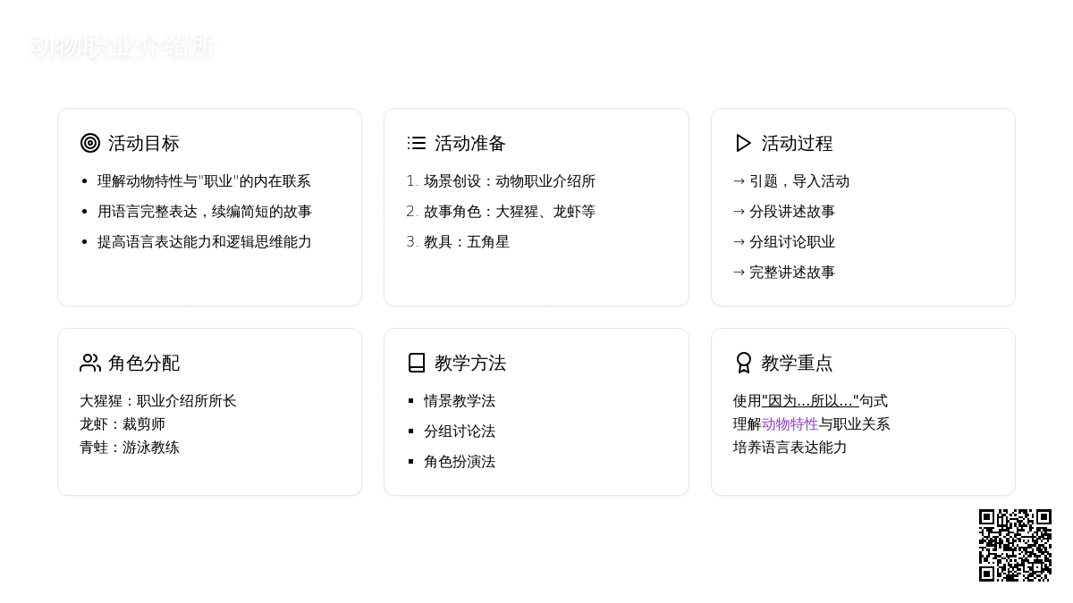 大班社会活动教案：动物职业介绍所