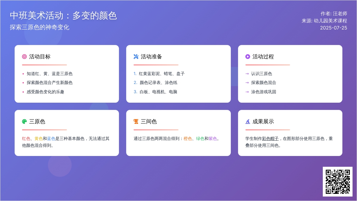 中班美术活动：多变的颜色