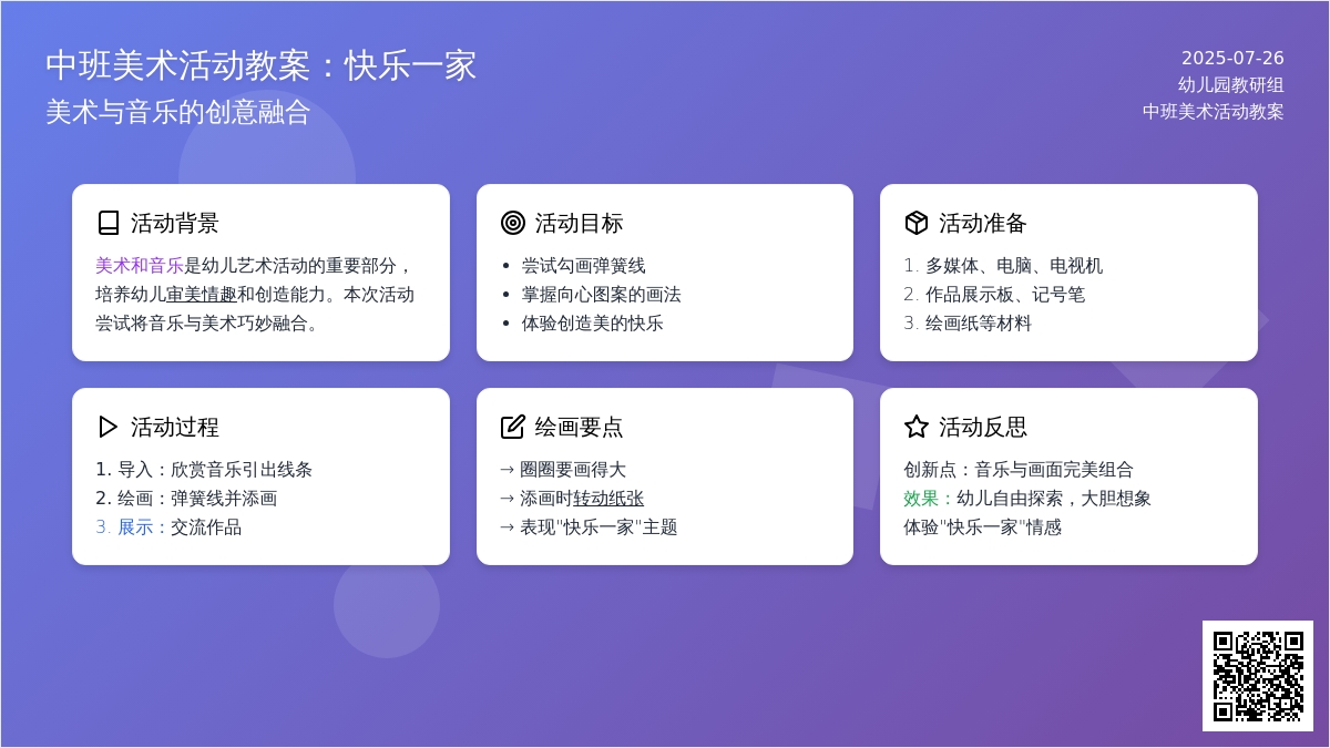 中班美术活动教案：快乐一家