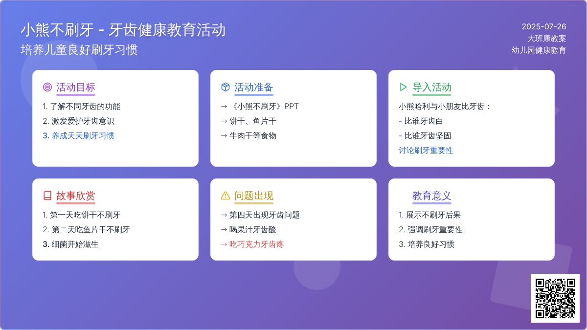 大班健康教案：小熊不刷牙