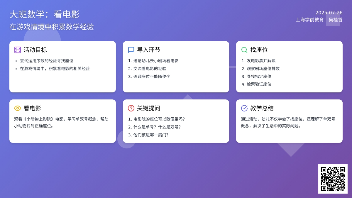 大班数学：看电影