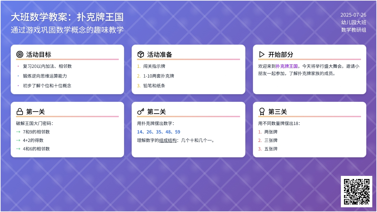 大班数学教案：扑克牌