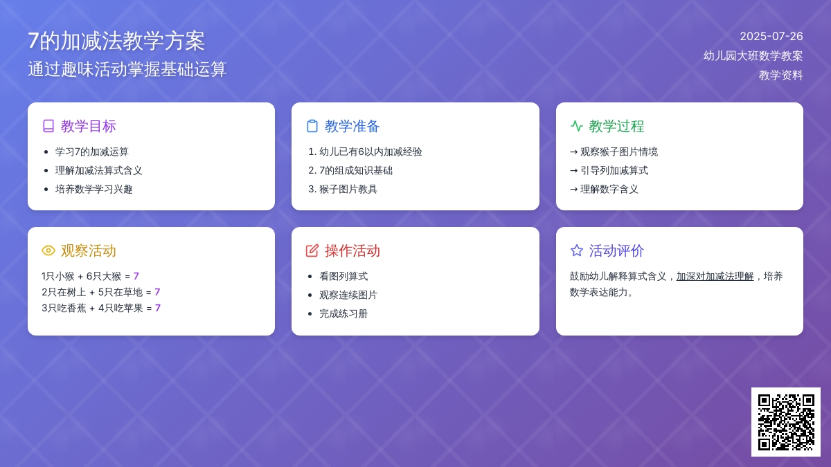 幼儿园大班数学教案：学习加减算