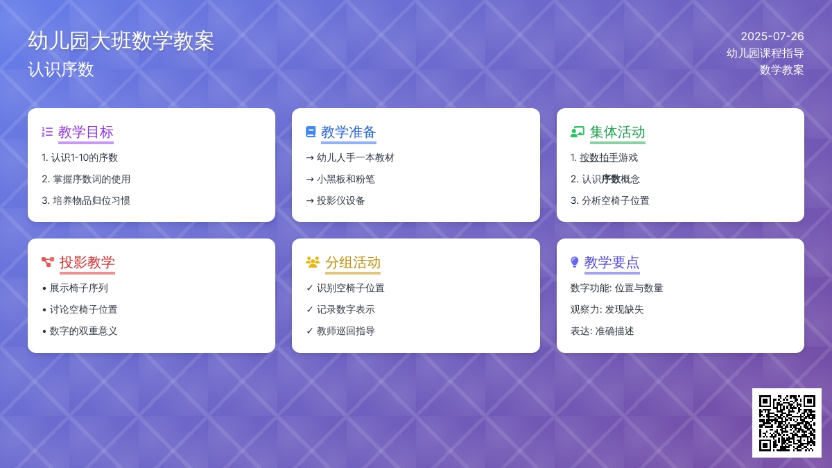 幼儿园大班数学教案：认识序数