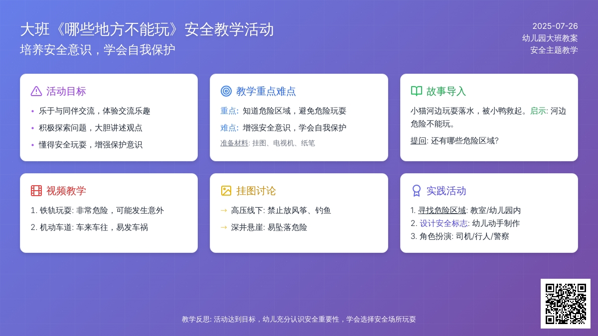幼儿园大班教案《哪些地方不能玩》含反思