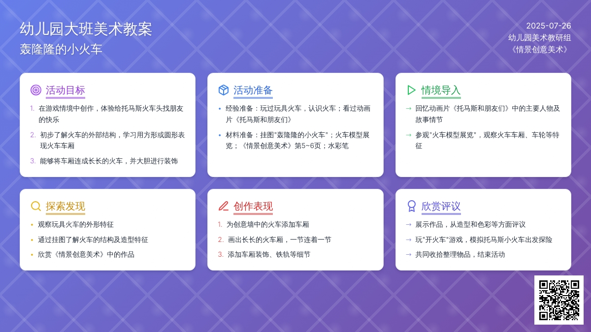 幼儿园大班美术教案：轰隆隆的小火车
