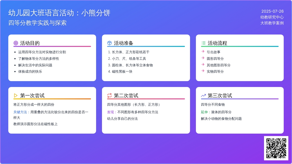 幼儿园大班语言活动：小熊分饼