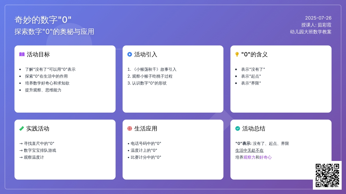 幼儿园大班数学教案：奇妙的数字“0”