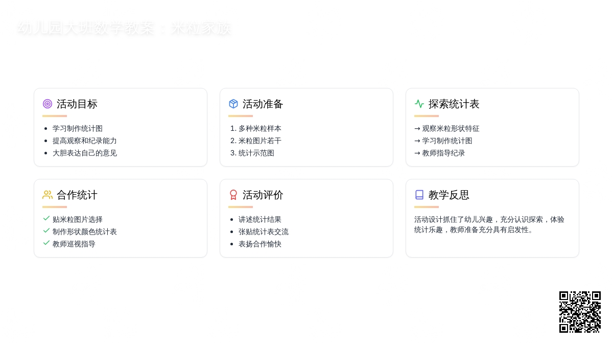 幼儿园大班数学教案：米粒家族