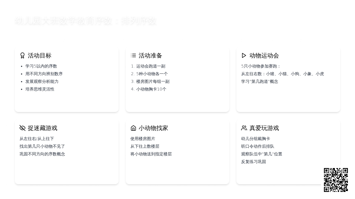 幼儿园大班数学教育序数：排列序数
