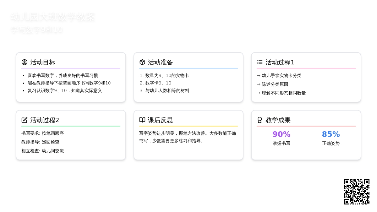 幼儿园大班数学教案：学写数字9和10