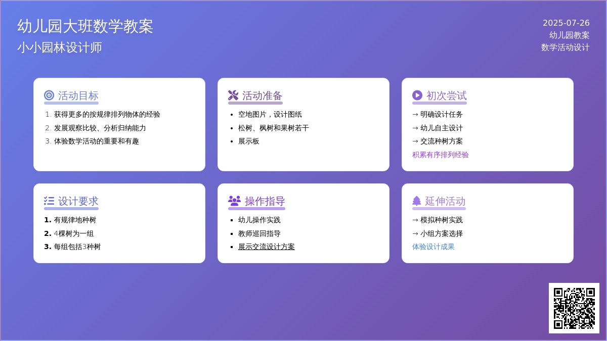 幼儿园大班数学教案：小小园林设计师