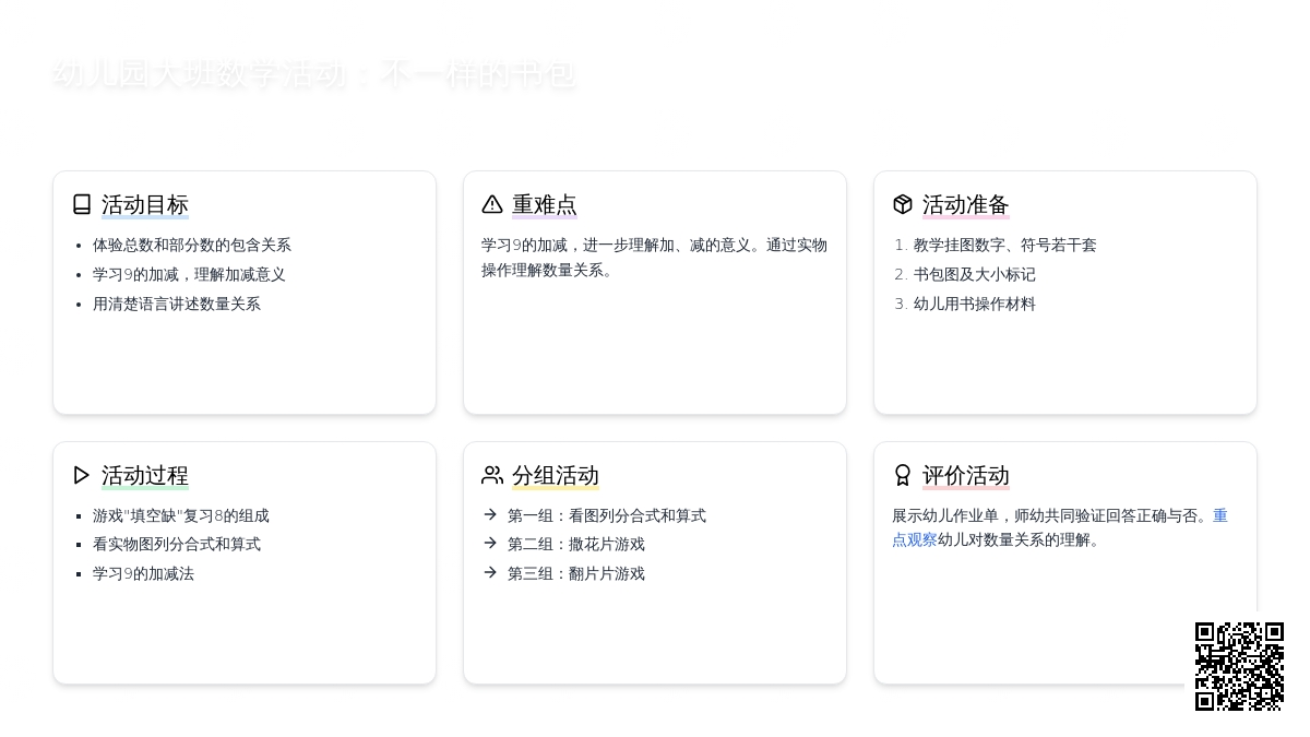 幼儿园大班数学活动：不一样的书包