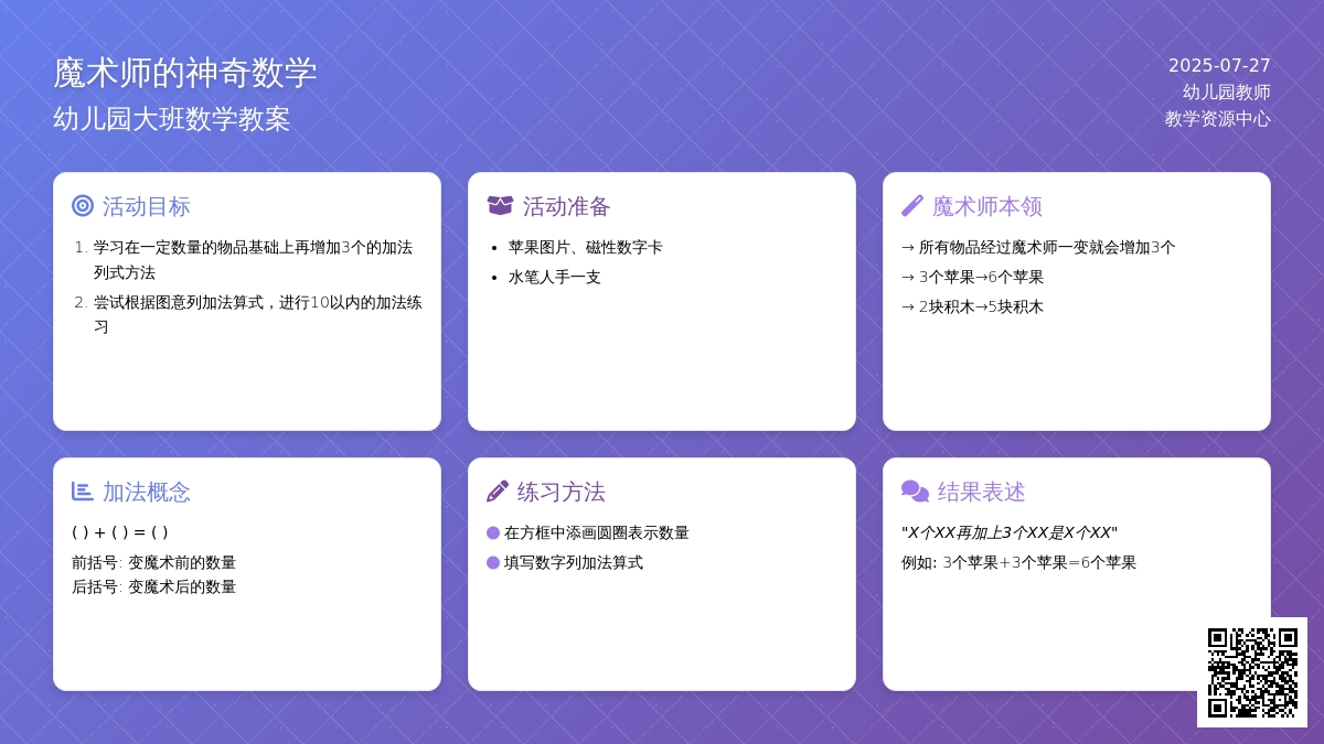 幼儿园大班数学教案：魔术师