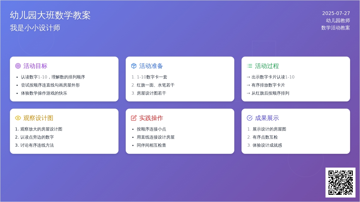 幼儿园大班数学教案：我是小小设计师