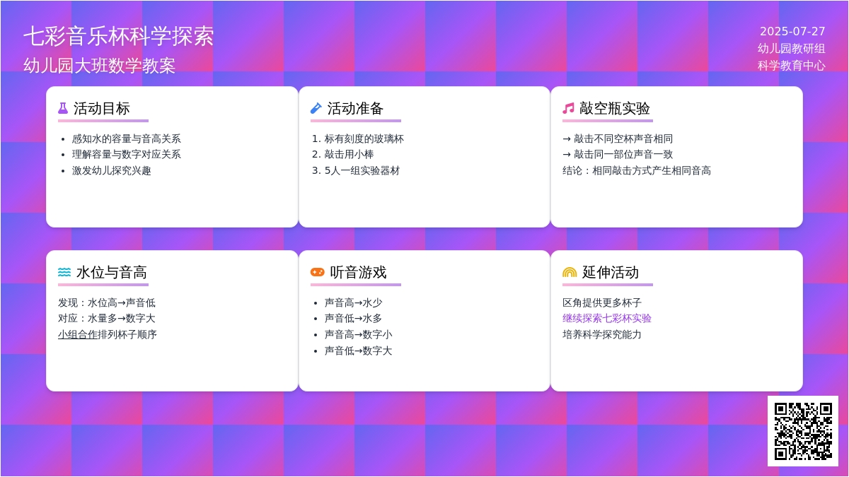 幼儿园大班数学教案：七彩音乐杯