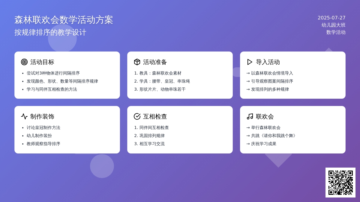幼儿园大班数学活动――按规律排序 (森林联欢会)