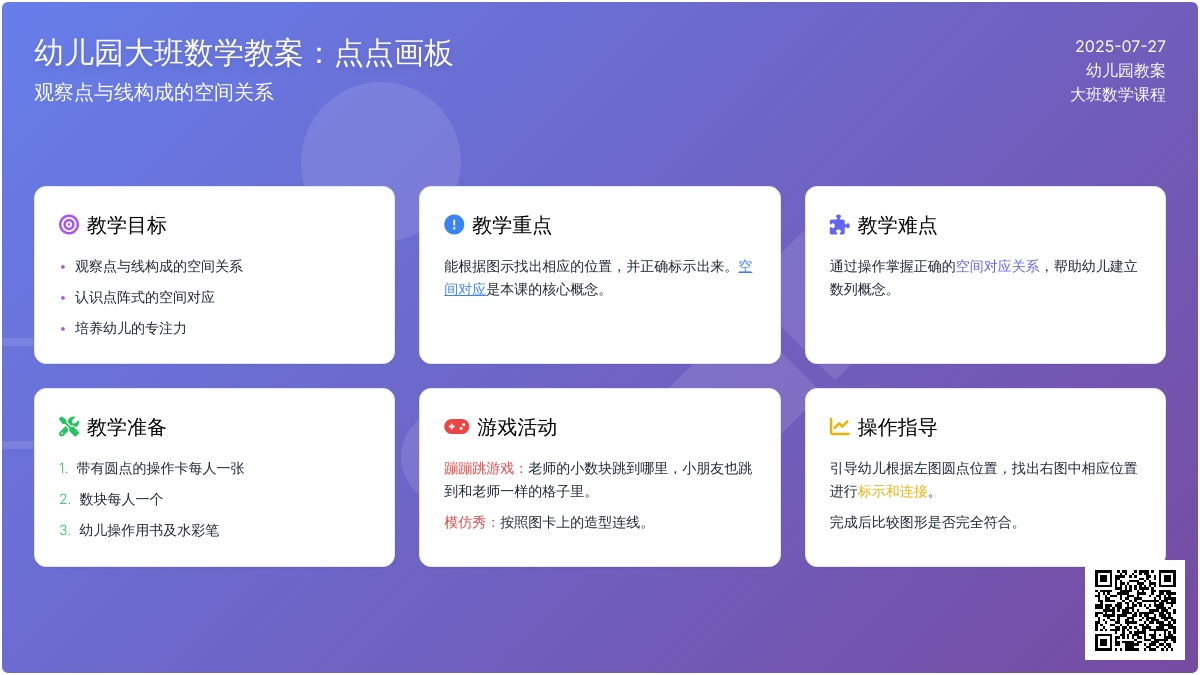 幼儿园大班数学教案：点点画板