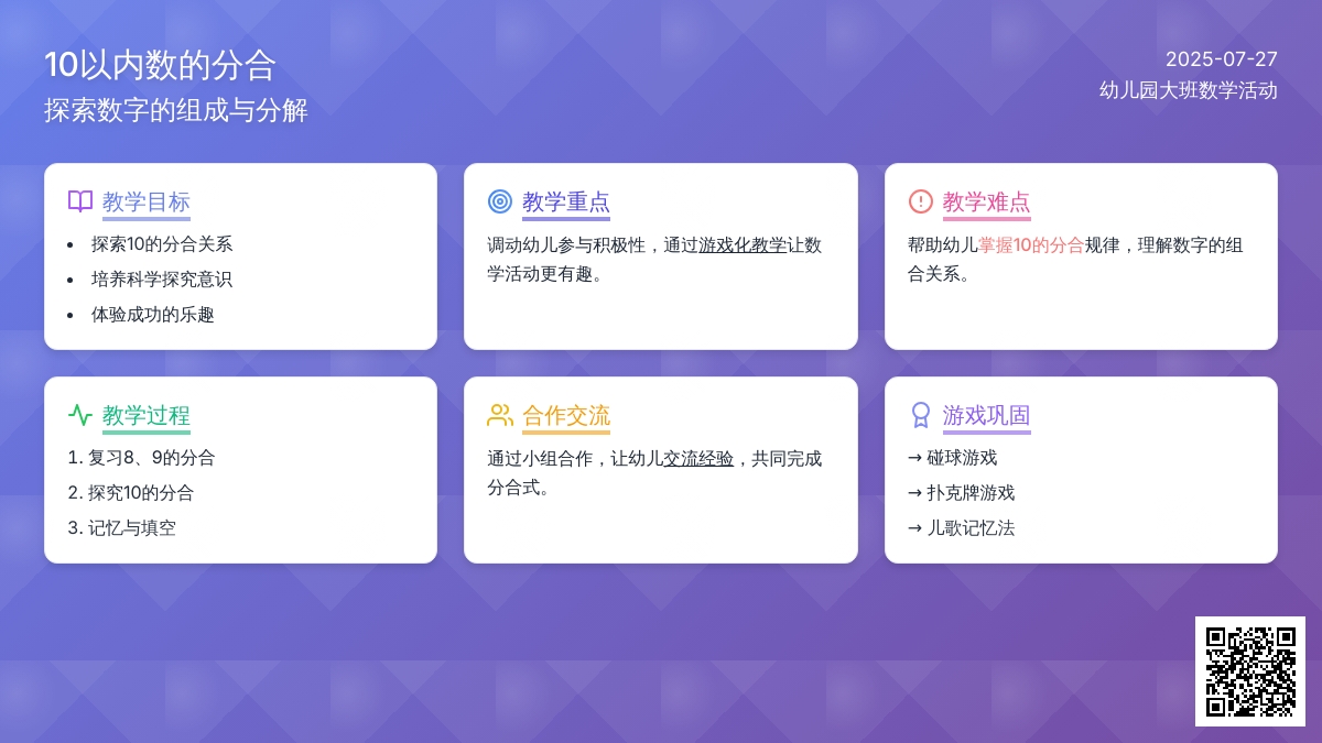 幼儿园大班数学活动------10以内数的分合