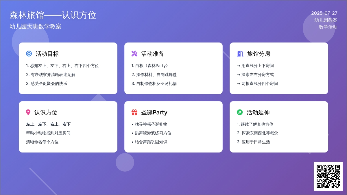 幼儿园大班数学教案：森林旅馆――认识方位