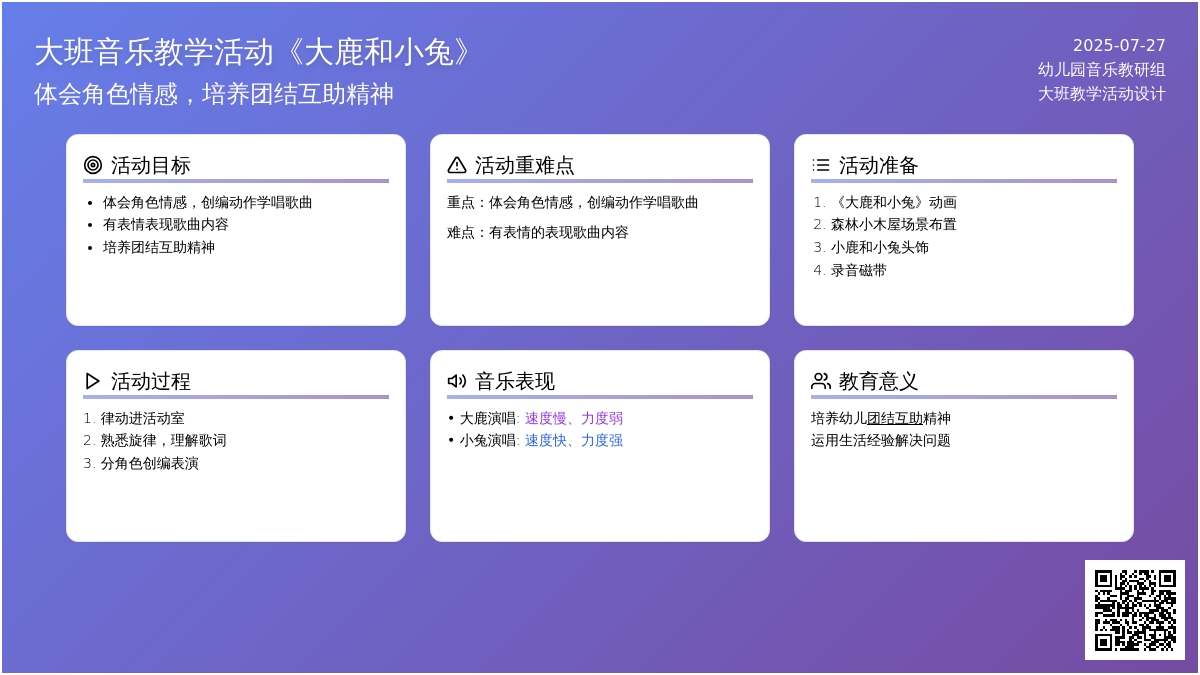 大班音乐教学活动《大鹿和小兔》