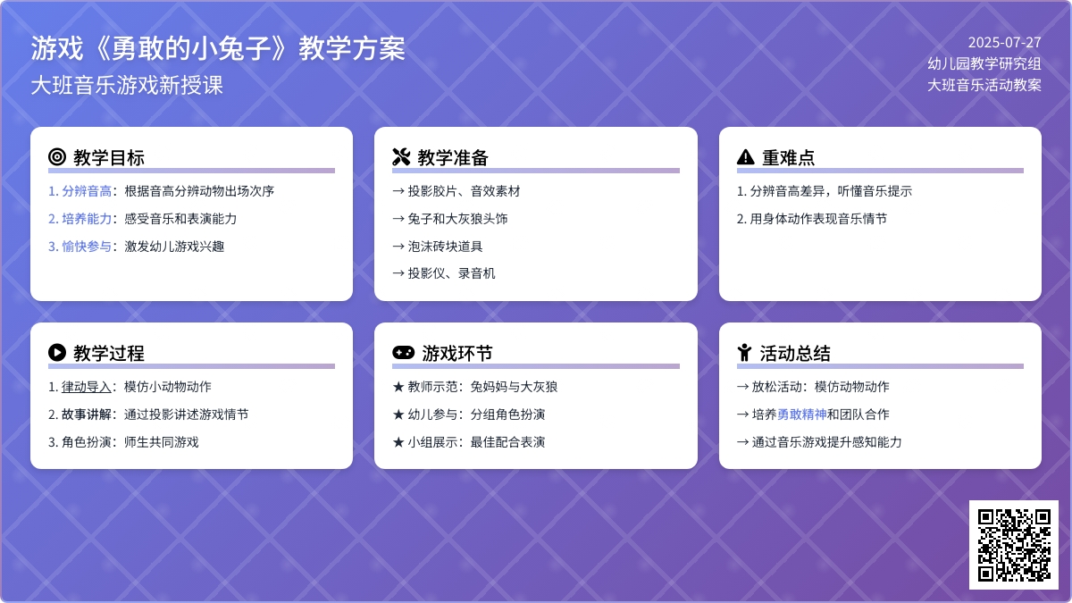 大班音乐游戏《勇敢的小兔子》