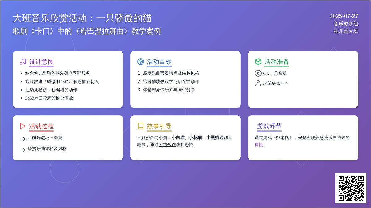 大班音乐欣赏活动：一只骄傲的猫