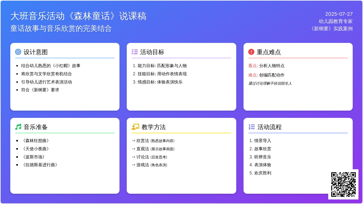 大班音乐活动《森林童话》说课稿