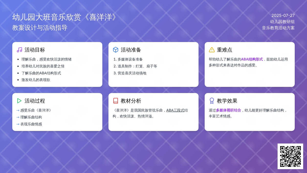幼儿园大班音乐欣赏《喜洋洋》教案,反思,说课稿