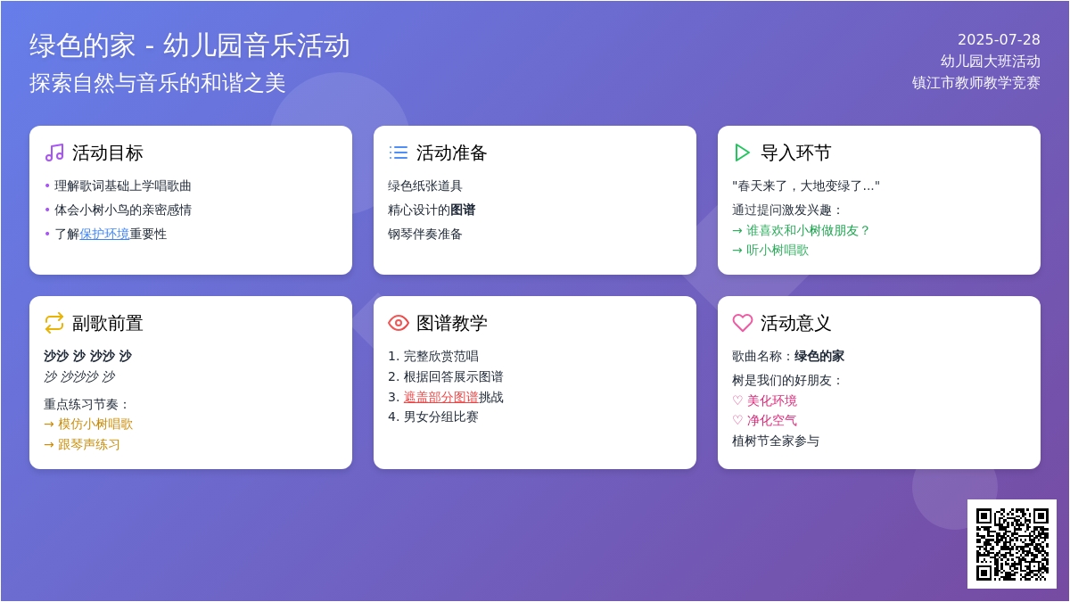 幼儿园大班音乐：绿色的家与反思