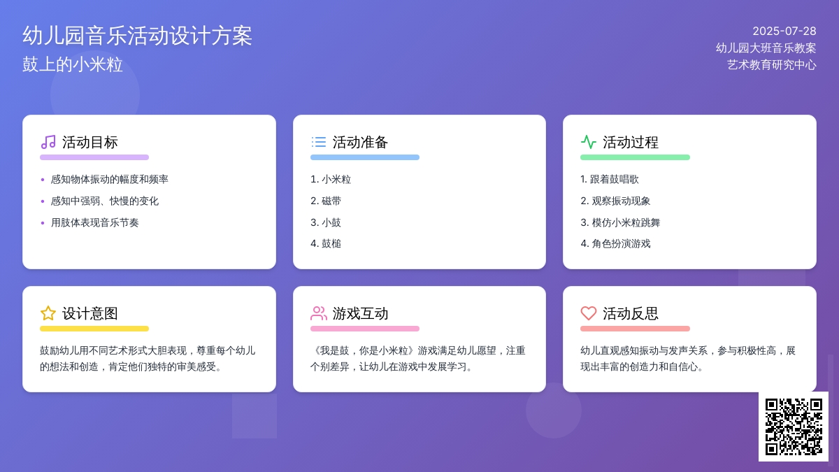 幼儿园大班音乐教案《鼓上的小米粒》