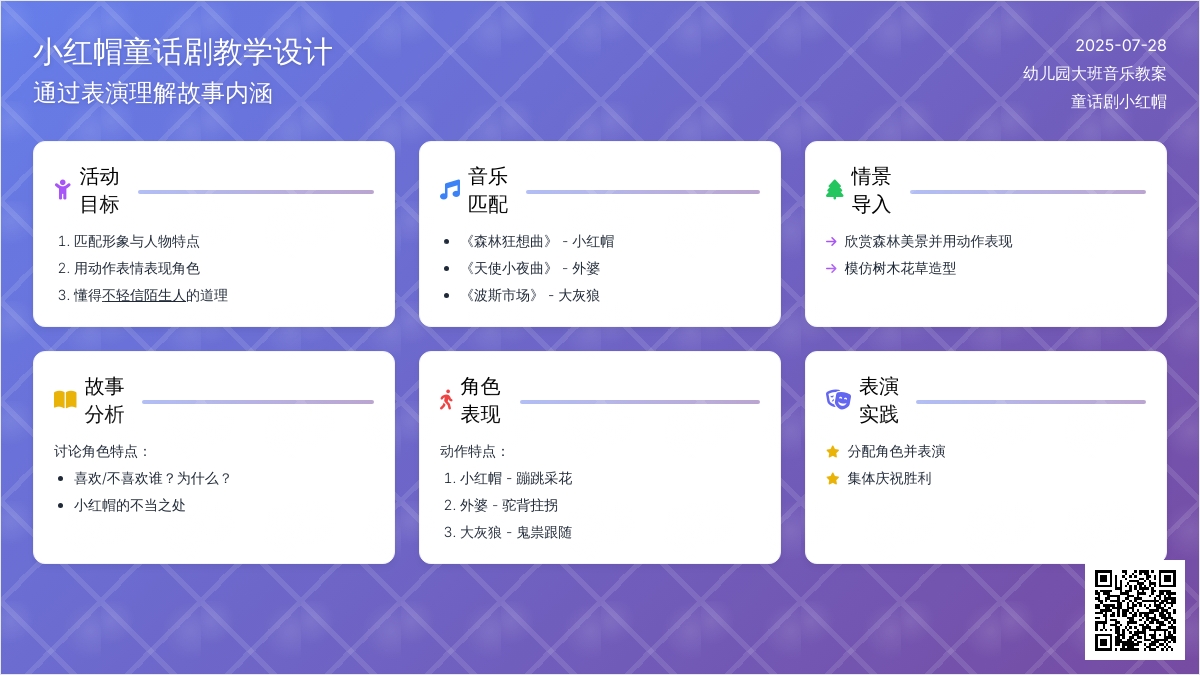 幼儿园大班音乐教案：童话剧小红帽