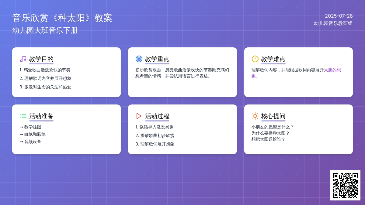 幼儿园大班音乐下册教案：音乐欣赏《种太阳》