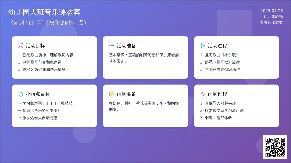 幼儿园大班音乐课教案《刷牙歌》