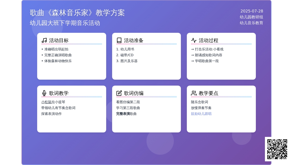 幼儿园大班下学期：歌曲《森林音乐家》