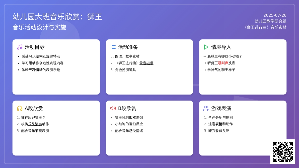 幼儿园大班音乐欣赏：狮王