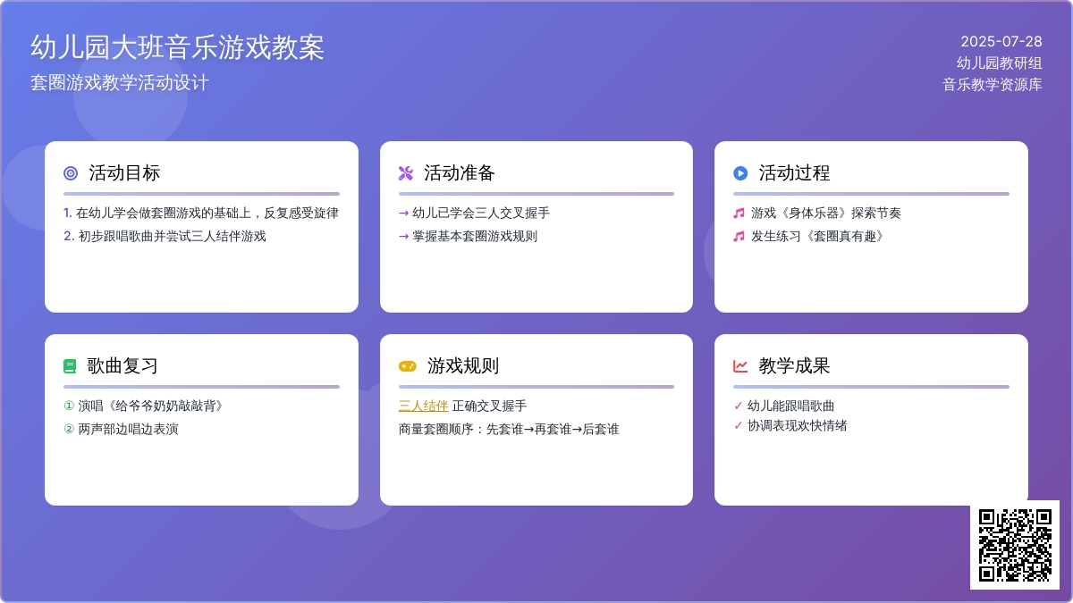 幼儿园大班音乐游戏教案：套圈