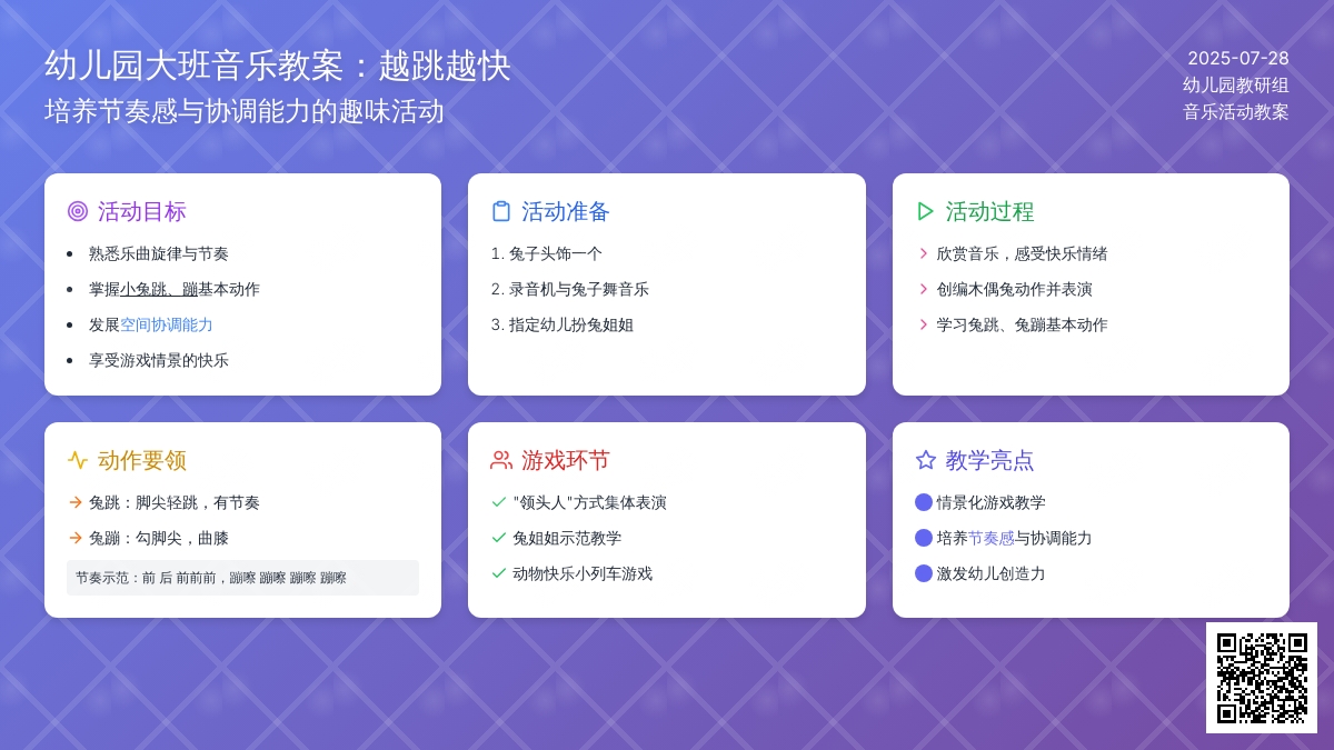 幼儿园大班音乐教案：越跳越快