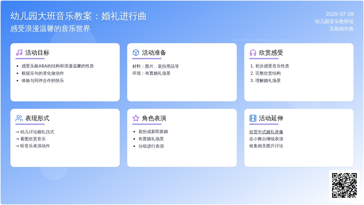 幼儿园大班音乐教案：婚礼进行曲