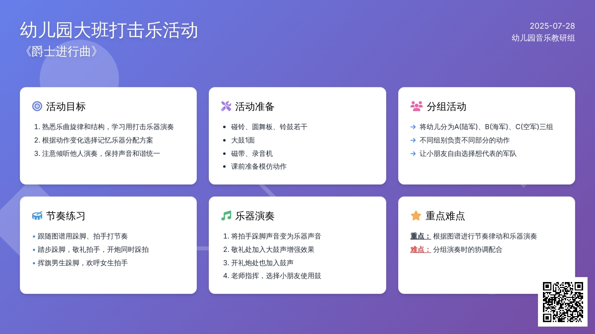 幼儿园大班打击乐活动《爵士进行曲》