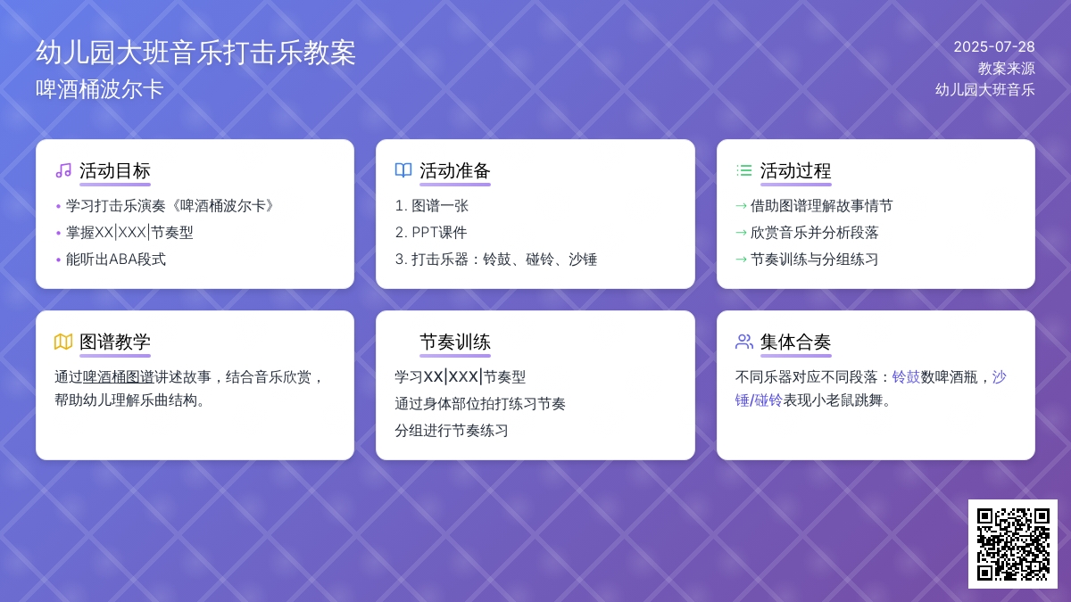 幼儿园大班音乐打击乐：啤酒桶波尔卡 (教案下载)