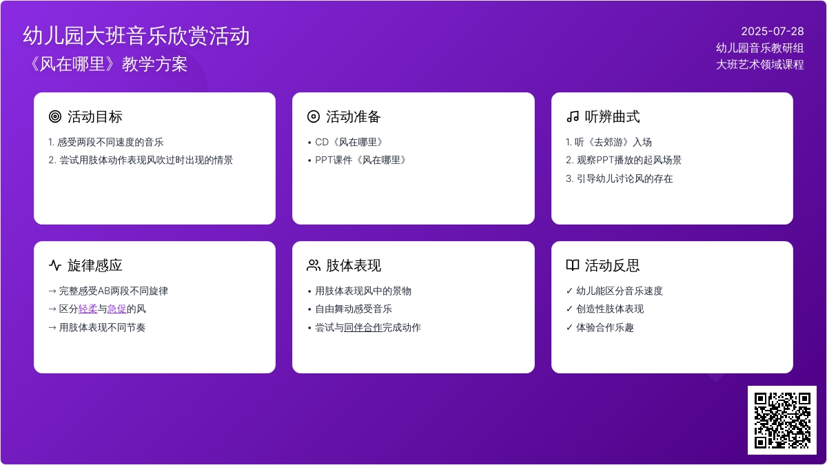 幼儿园大班音乐欣赏―《风在哪里》