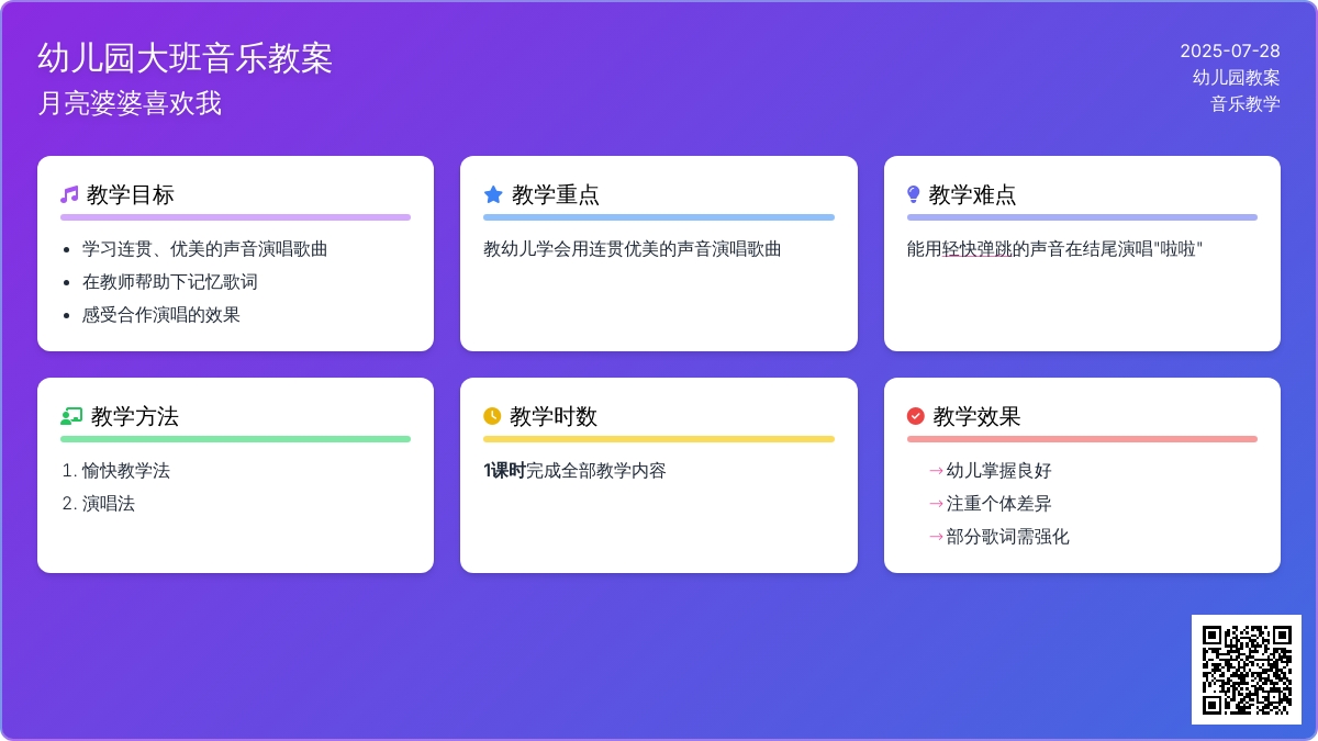 幼儿园大班音乐教案：月亮婆婆喜欢我