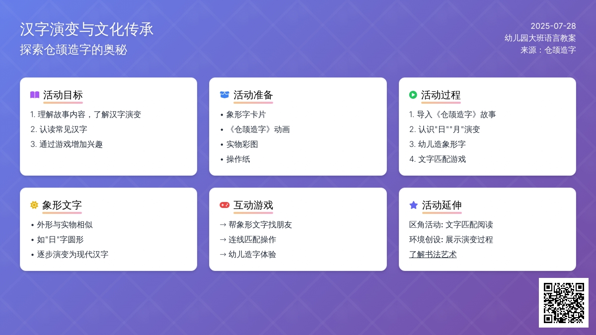 幼儿园大班语言教案：仓颉造字