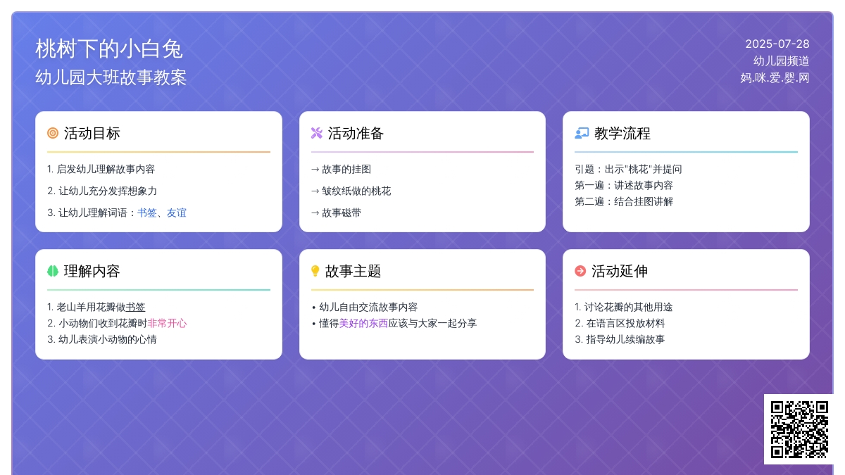 幼儿园大班故事教案：桃树下的小白兔